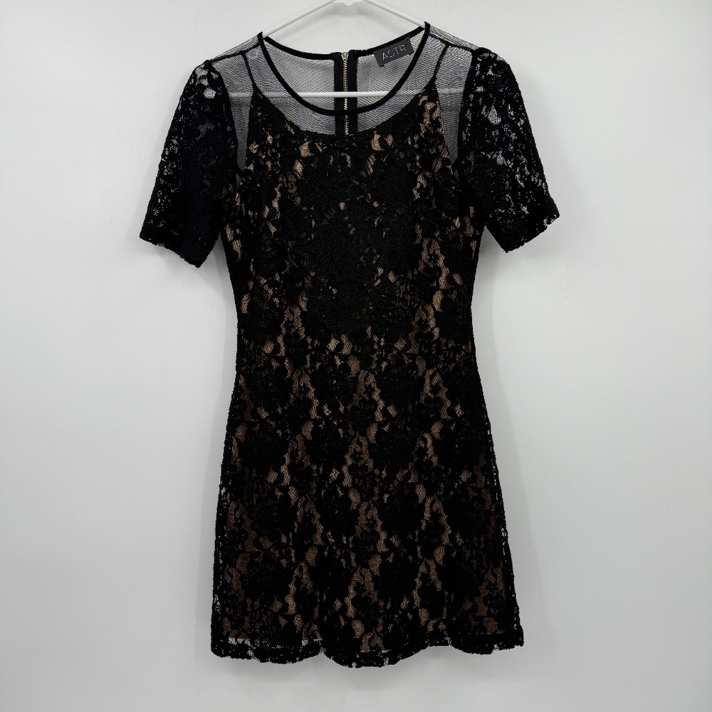 Astr The Label Dress Women Small Black Lace Mesh Romantic Goth Mini Bodycon